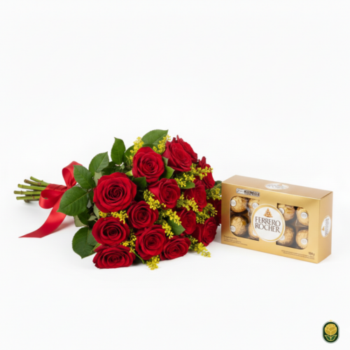 Rosas Vermelhas com Chocolate