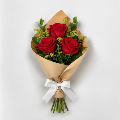 Buquê com 3 Rosas Vermelhas